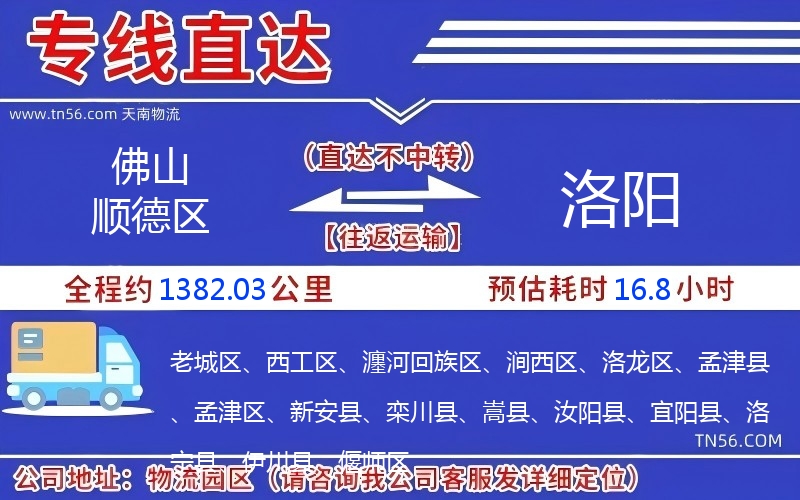 佛山順德區(qū)到洛陽物流公司