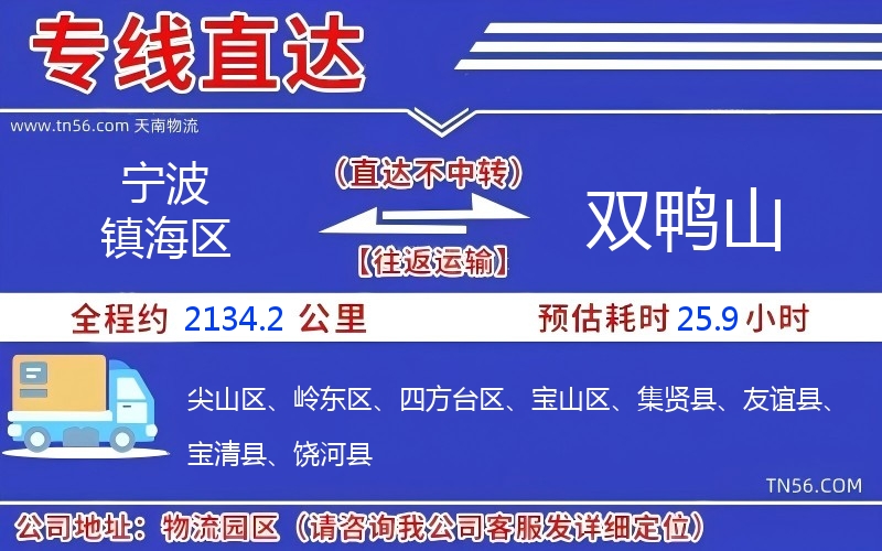 寧波鎮海區到雙鴨山物流公司