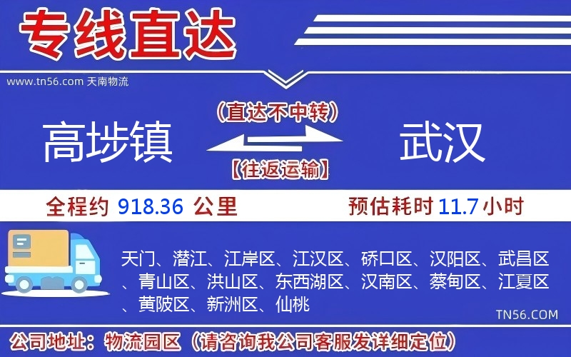 高埗鎮到武漢物流公司