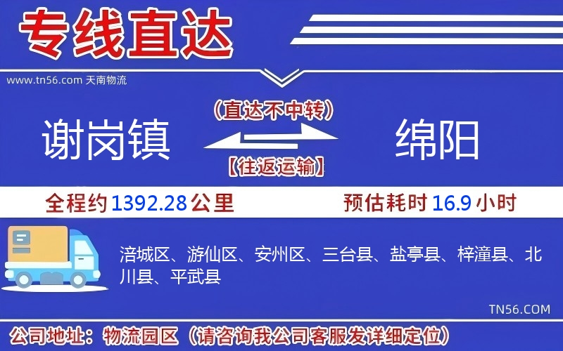 謝崗鎮到綿陽物流公司