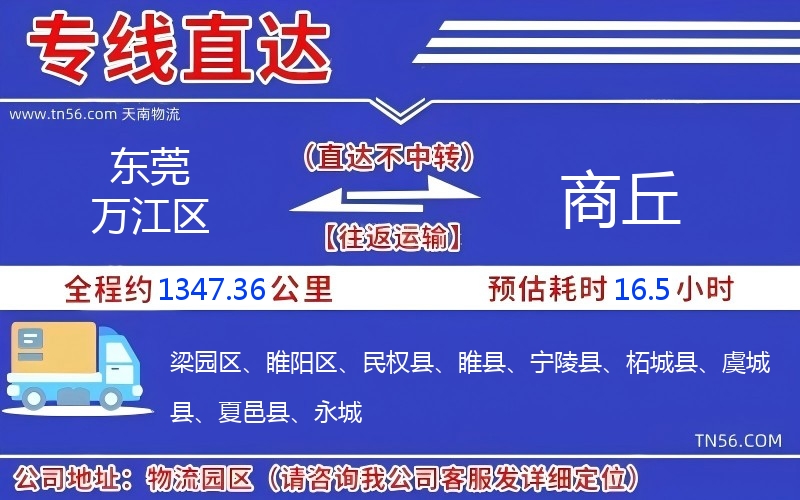 東莞萬江區(qū)到商丘物流公司